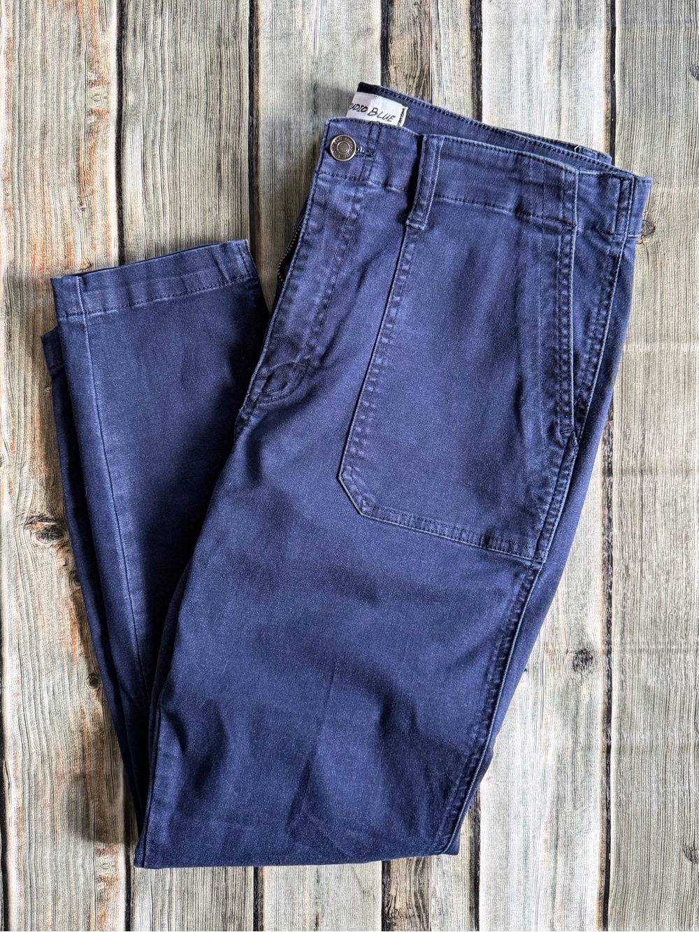 Women's Cropped Utility Jeans in Navy by STUDIO BLUE